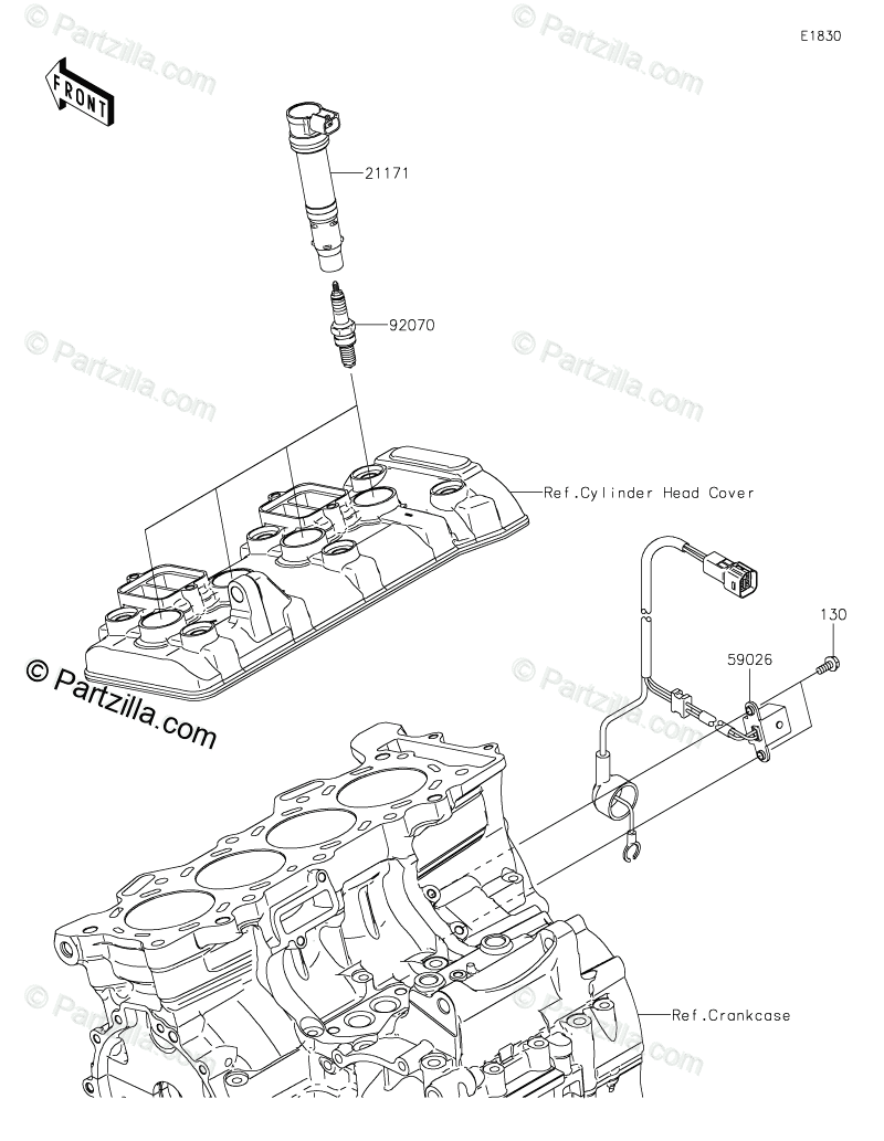 Kawasaki Motorcycle 2019 OEM Parts Diagram for Ignition System 