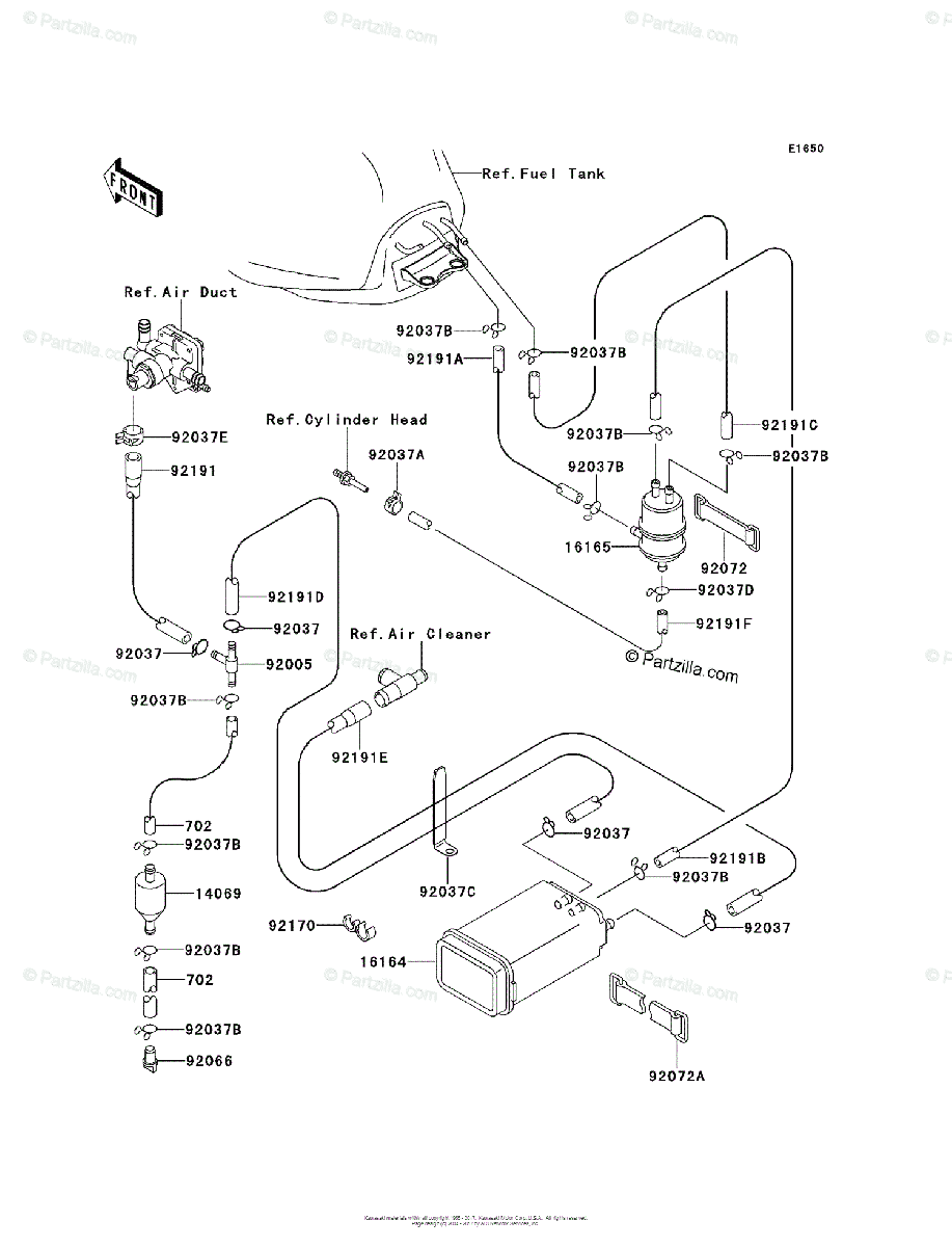 Kawasaki Motorcycle 2001 OEM Parts Diagram for Fuel Evaporative 