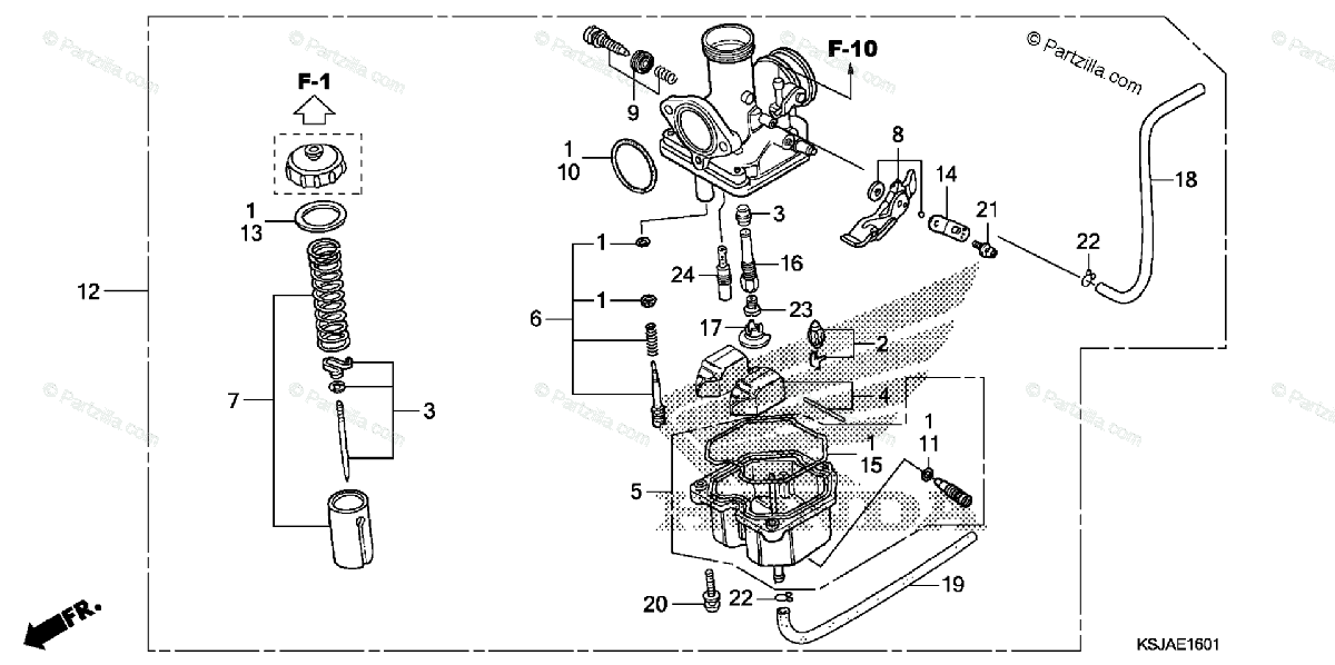 Honda Motorcycle 2008 OEM Parts Diagram for Carburetor (CRF100F