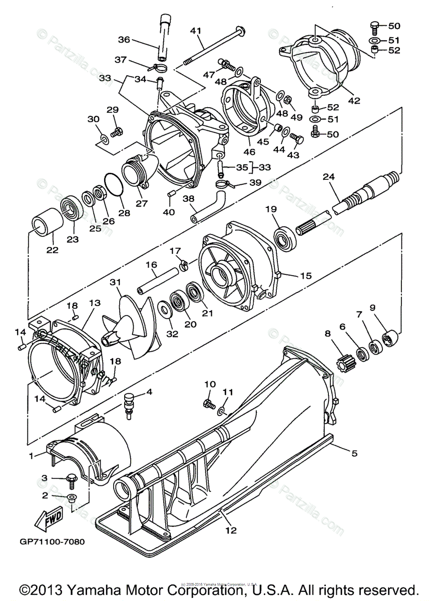 Yamaha Waverunner 1997 OEM Parts Diagram for Jet Unit 1