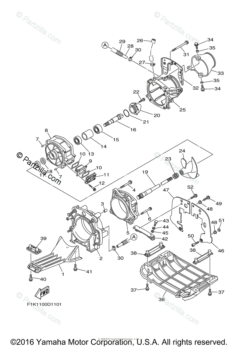 Yamaha Waverunner 2007 OEM Parts Diagram for Jet Unit 1