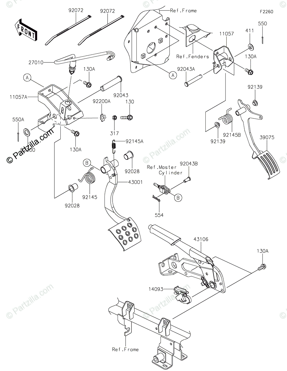 Kawasaki Side by Side 2021 OEM Parts Diagram for Brake Pedal 