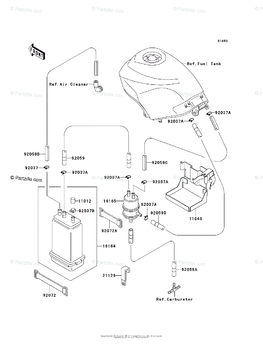 Kawasaki Motorcycle 2005 OEM Parts Diagram for Fuel Evaporative 