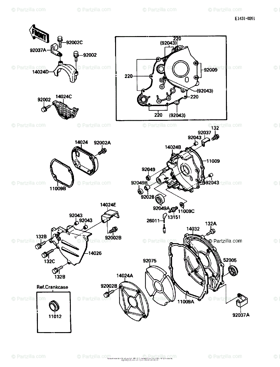 Kawasaki Motorcycle 1989 OEM Parts Diagram for Engine Cover(s 