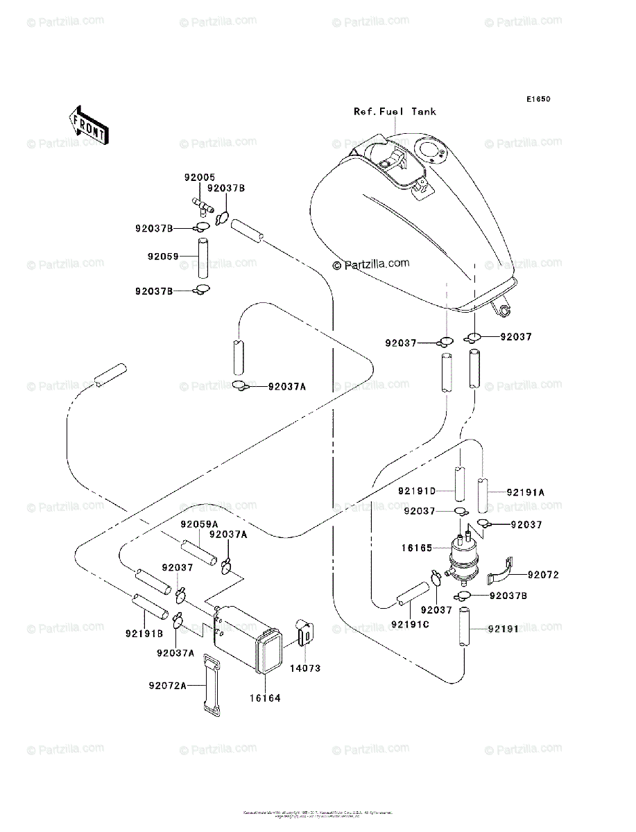 Kawasaki Motorcycle 1999 OEM Parts Diagram for Fuel Evaporative 