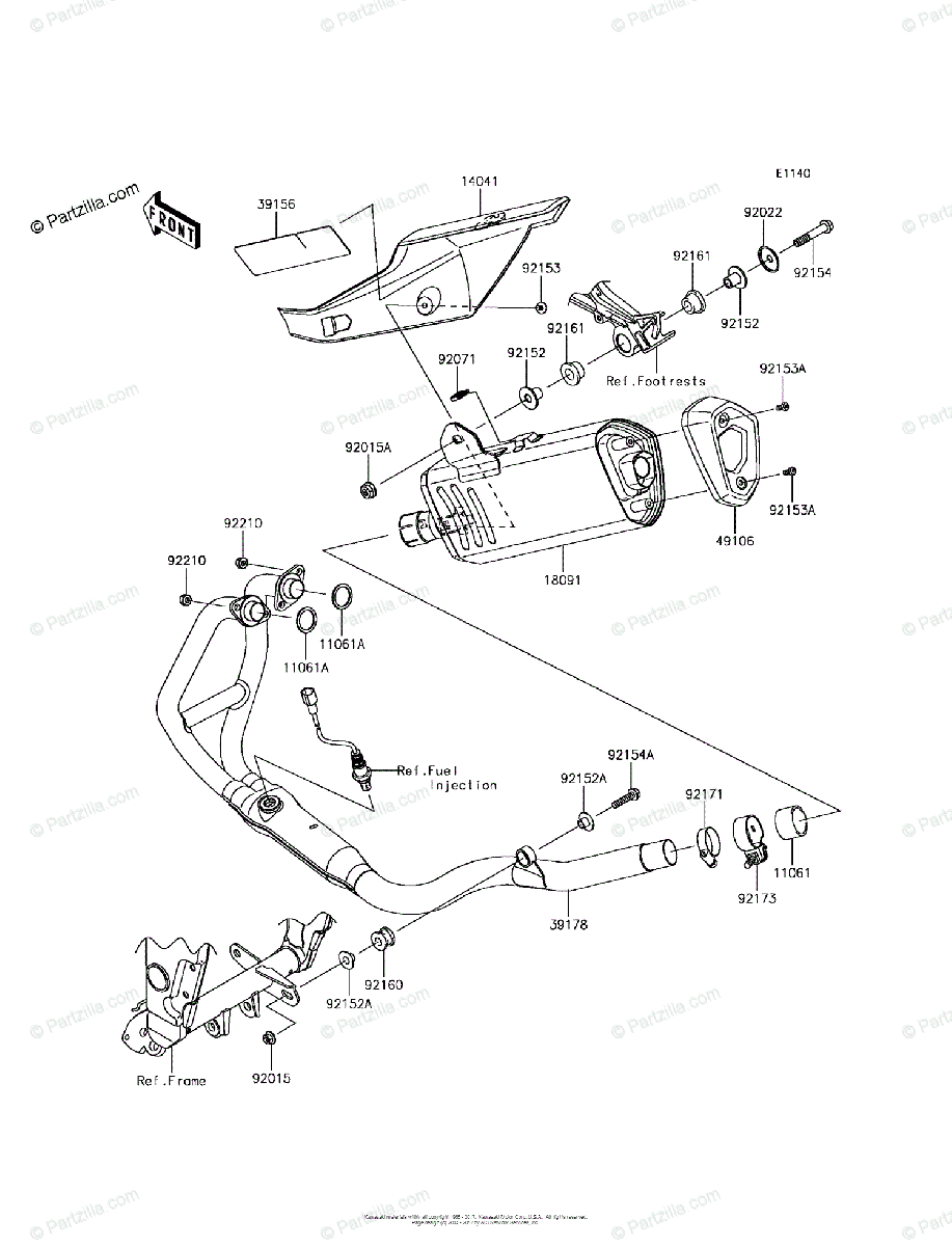 Kawasaki Motorcycle 2017 OEM Parts Diagram for Muffler(s 