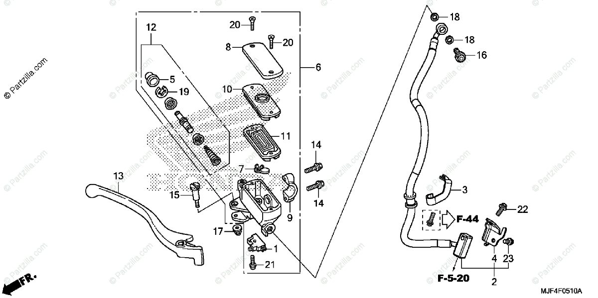 Honda Motorcycle 2015 OEM Parts Diagram for Front Brake