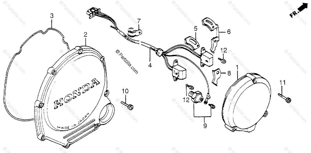 Honda Motorcycle 1984 OEM Parts Diagram for Clutch Cover / Pulse