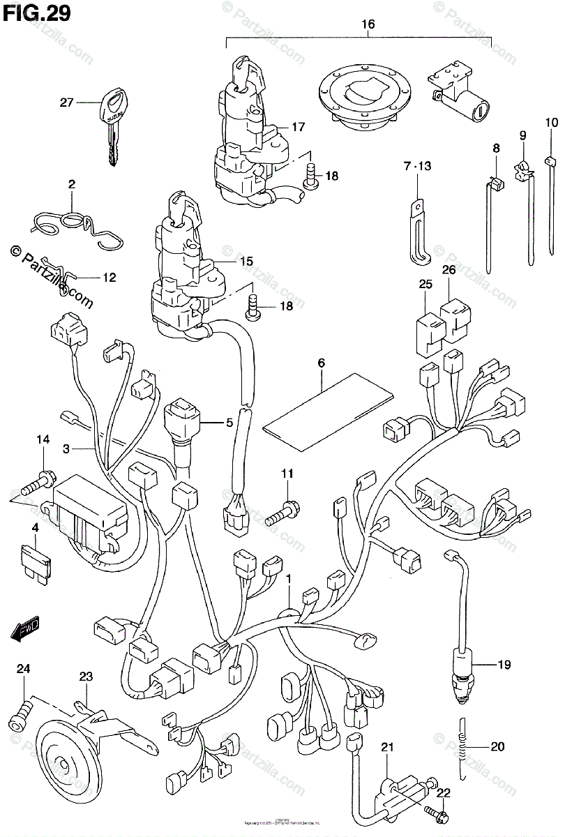 Suzuki Motorcycle 1999 OEM Parts Diagram for WIRING HARNESS 