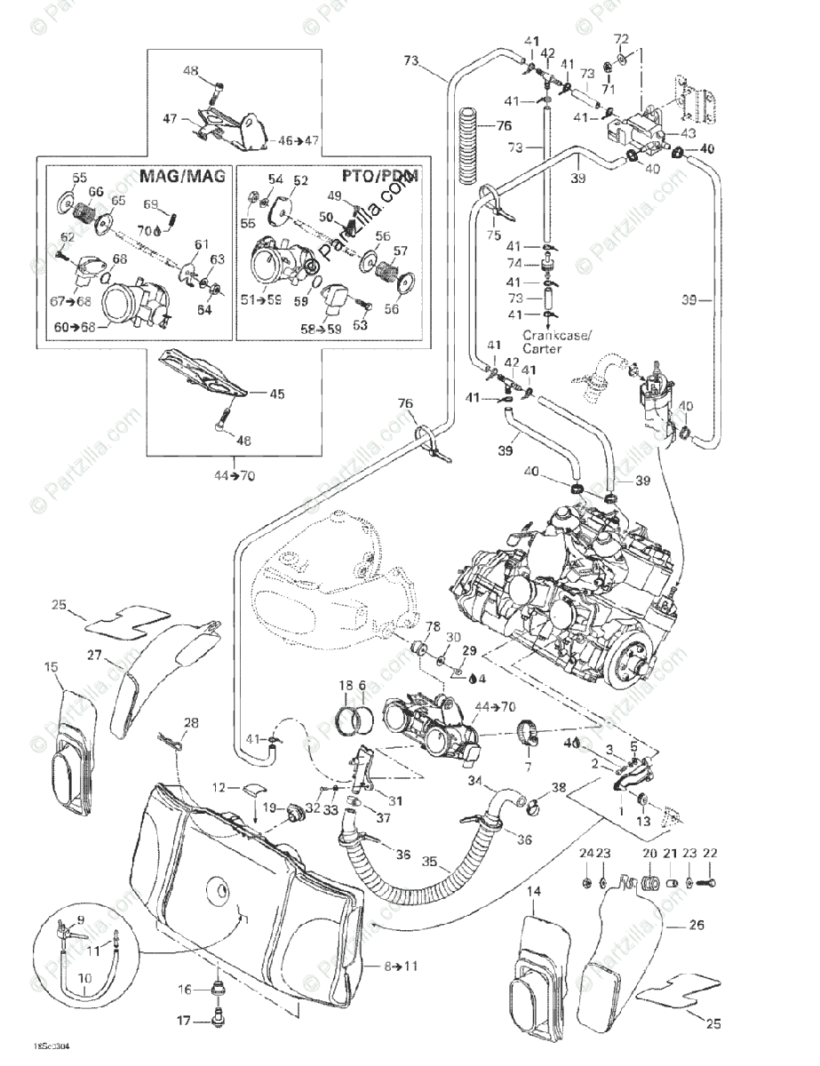 Sea-Doo 2003 GTX DI 6118 OEM Parts Diagram for Air Intake System