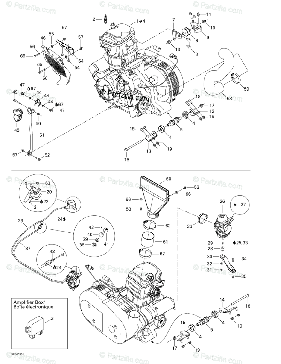 Can-Am ATV 2003 OEM Parts Diagram for Engine And Engine Support