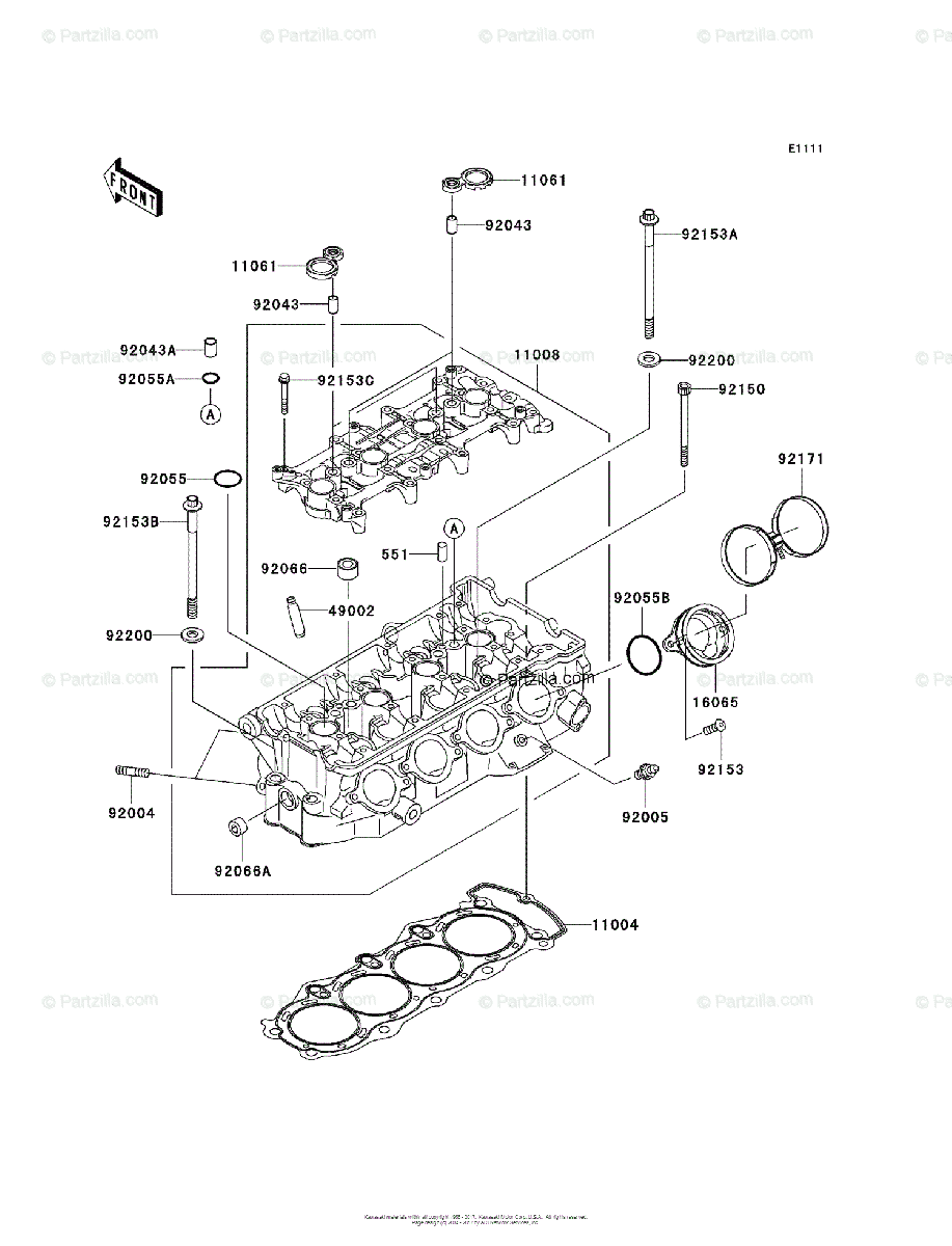 Kawasaki Motorcycle 2003 OEM Parts Diagram for CYLINDER HEAD 