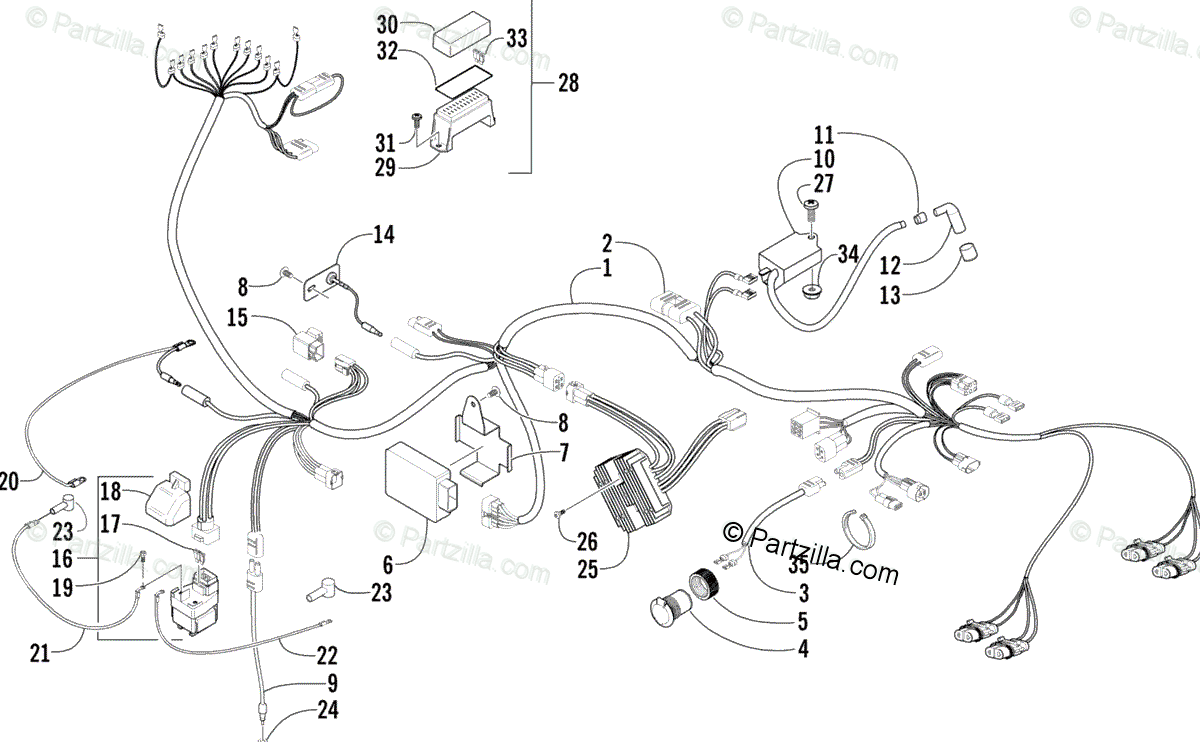 Arctic Cat ATV 2004 OEM Parts Diagram for Wiring Harness Assembly