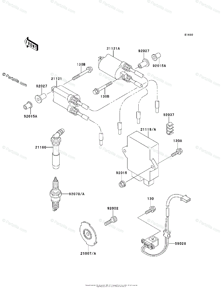 Kawasaki Motorcycle 1999 OEM Parts Diagram for Ignition System 