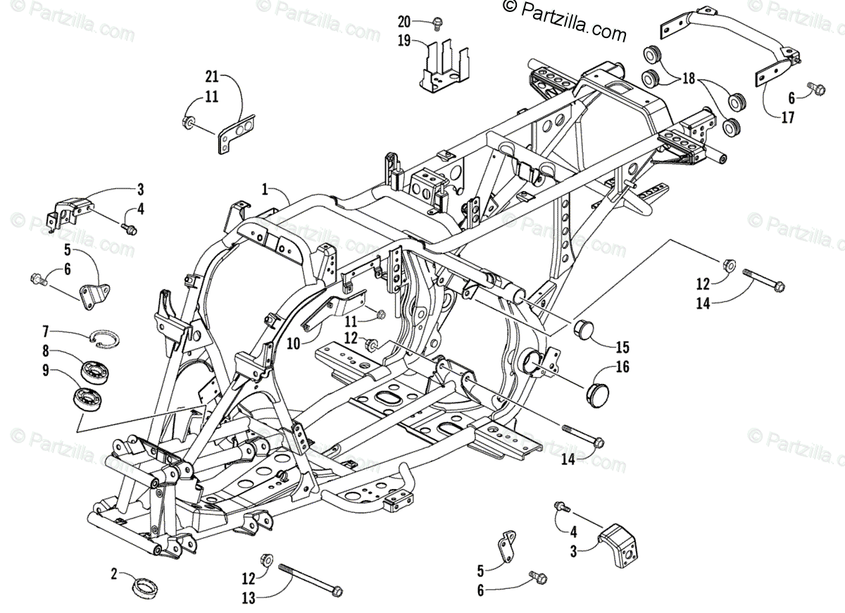 Arctic Cat ATV 2007 OEM Parts Diagram for Frame And Related Parts