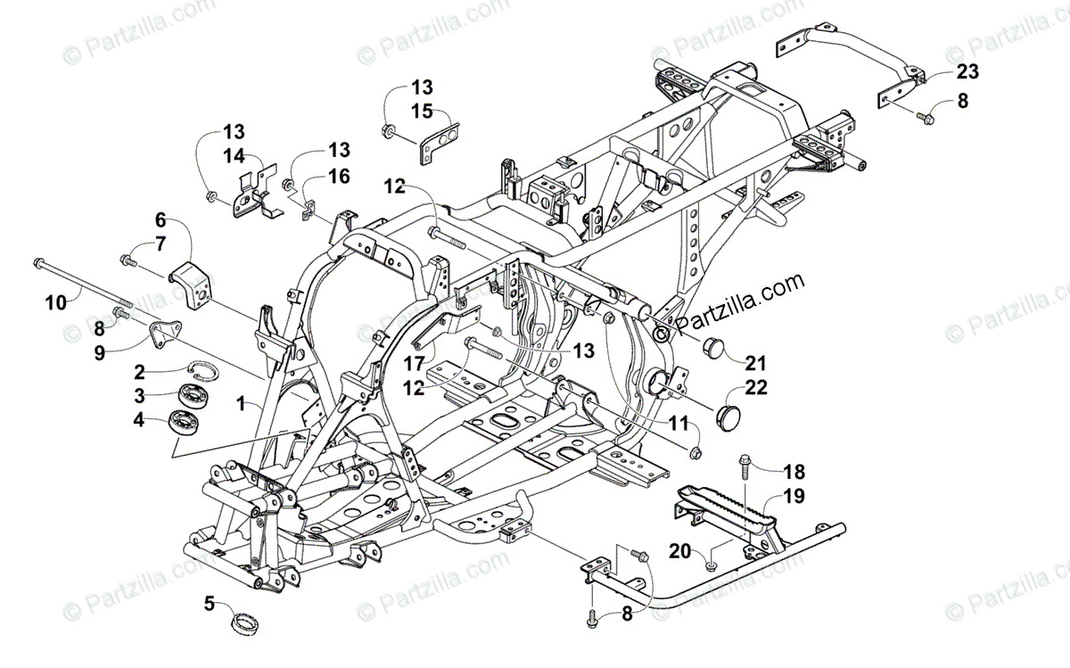 Arctic Cat ATV 2015 OEM Parts Diagram for Frame And Related Parts