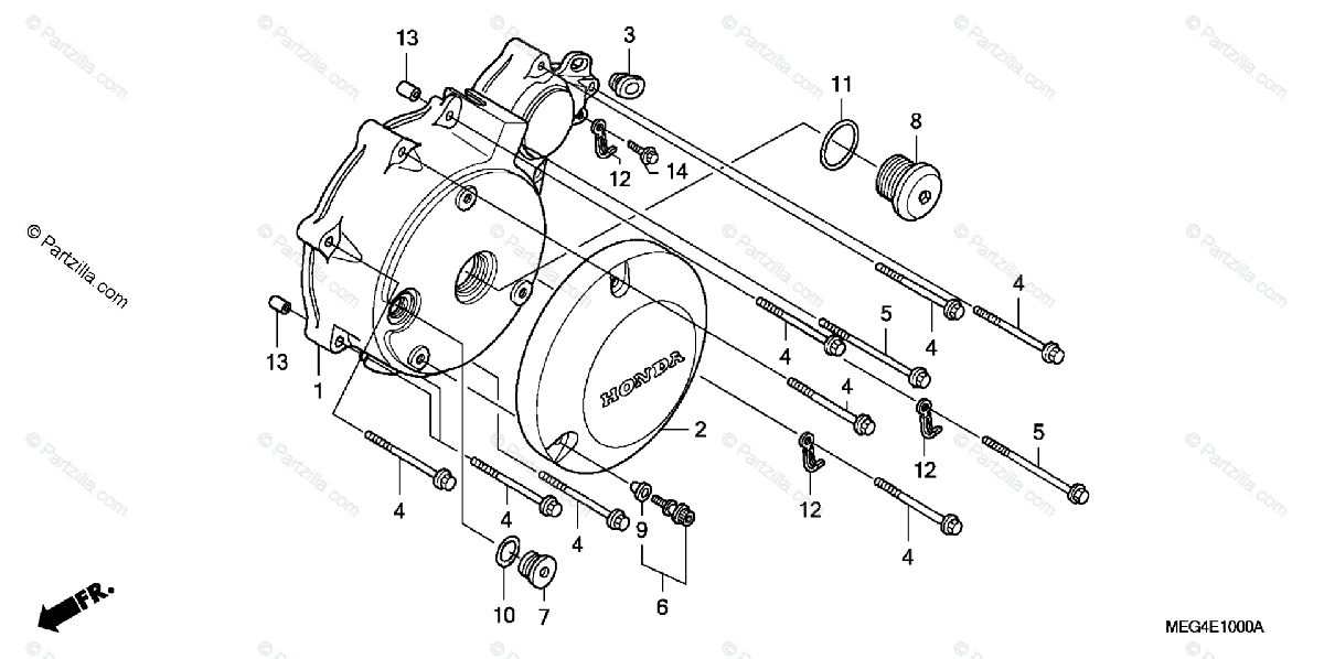 Honda Motorcycle 2005 OEM Parts Diagram for Left Crankcase