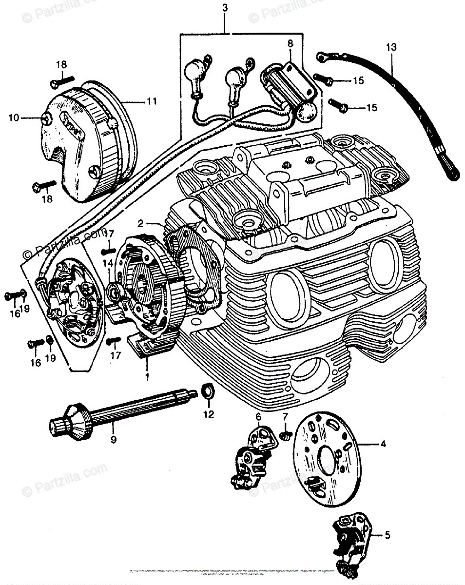 Honda Motorcycle Models with no year OEM Parts Diagram for Points