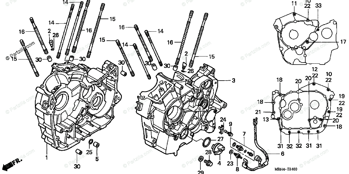 Honda Motorcycle 1998 OEM Parts Diagram for Crankcase