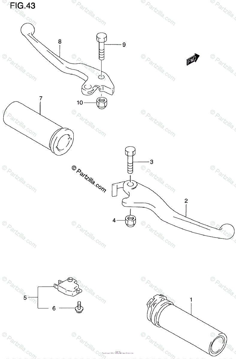 Suzuki Motorcycle 2000 OEM Parts Diagram for HANDLE LEVER | Partzilla.com