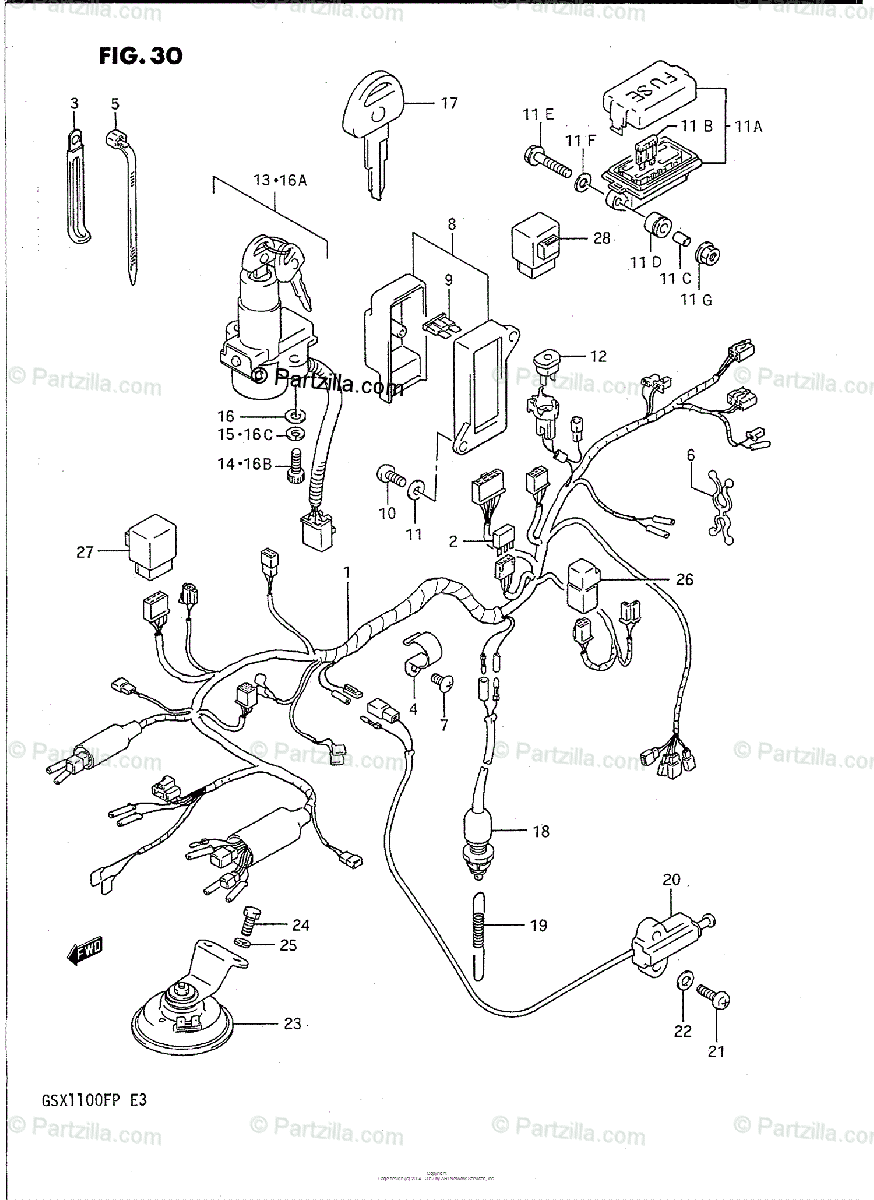 Suzuki Motorcycle 1990 OEM Parts Diagram for WIRING HARNESS 
