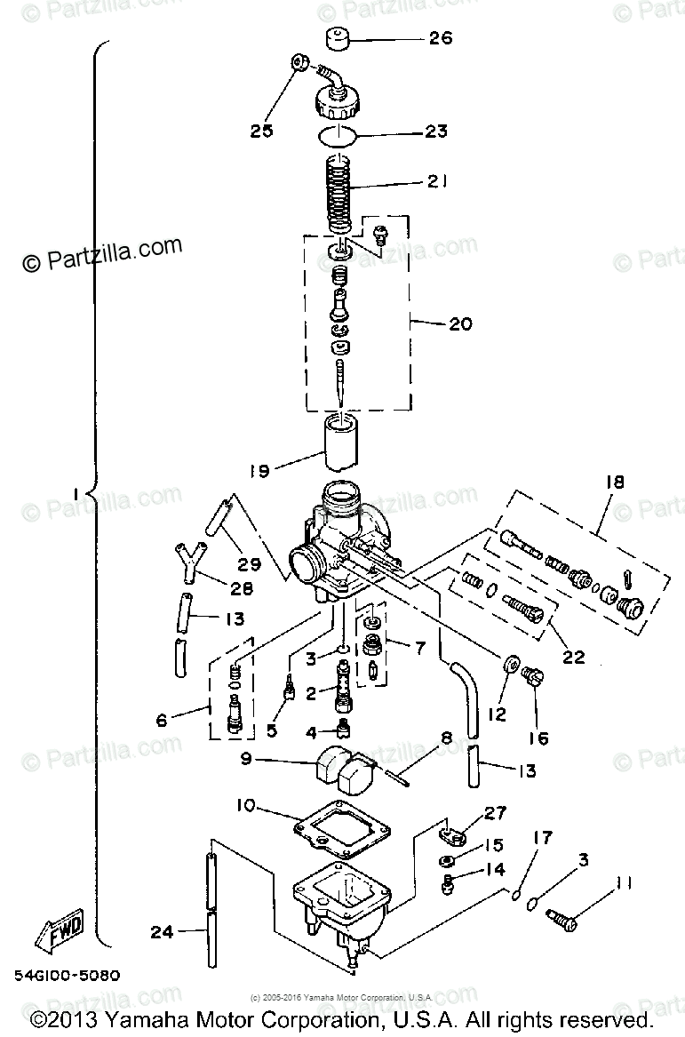 Yamaha Motorcycle 1985 OEM Parts Diagram for CARBURETOR | Partzilla.com