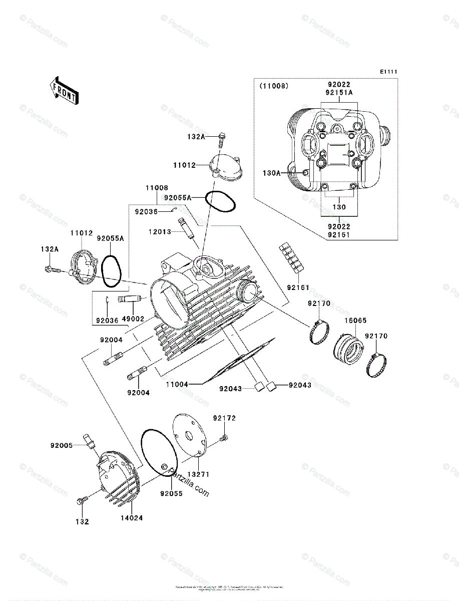 Kawasaki ATV 2011 OEM Parts Diagram for CYLINDER HEAD | Partzilla.com