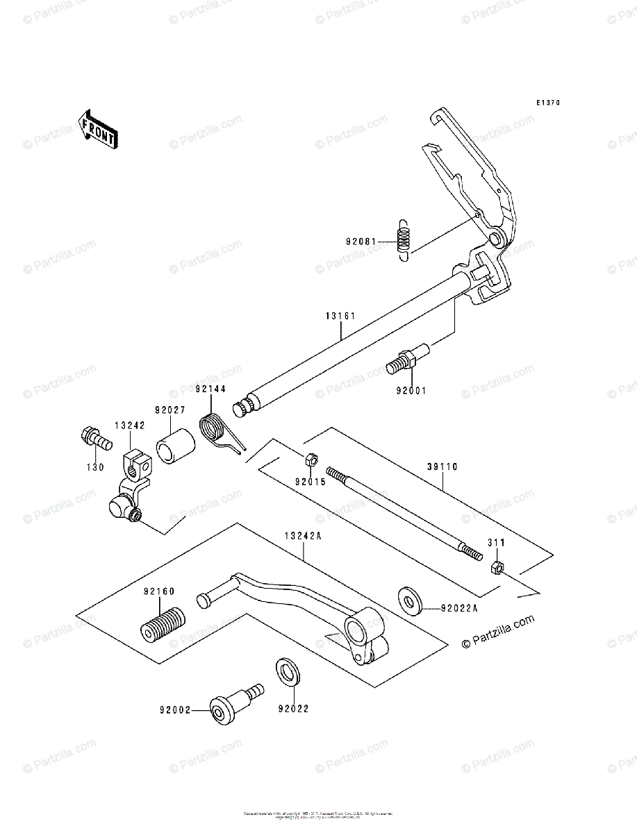 Kawasaki Motorcycle 1994 OEM Parts Diagram for Gear Change 