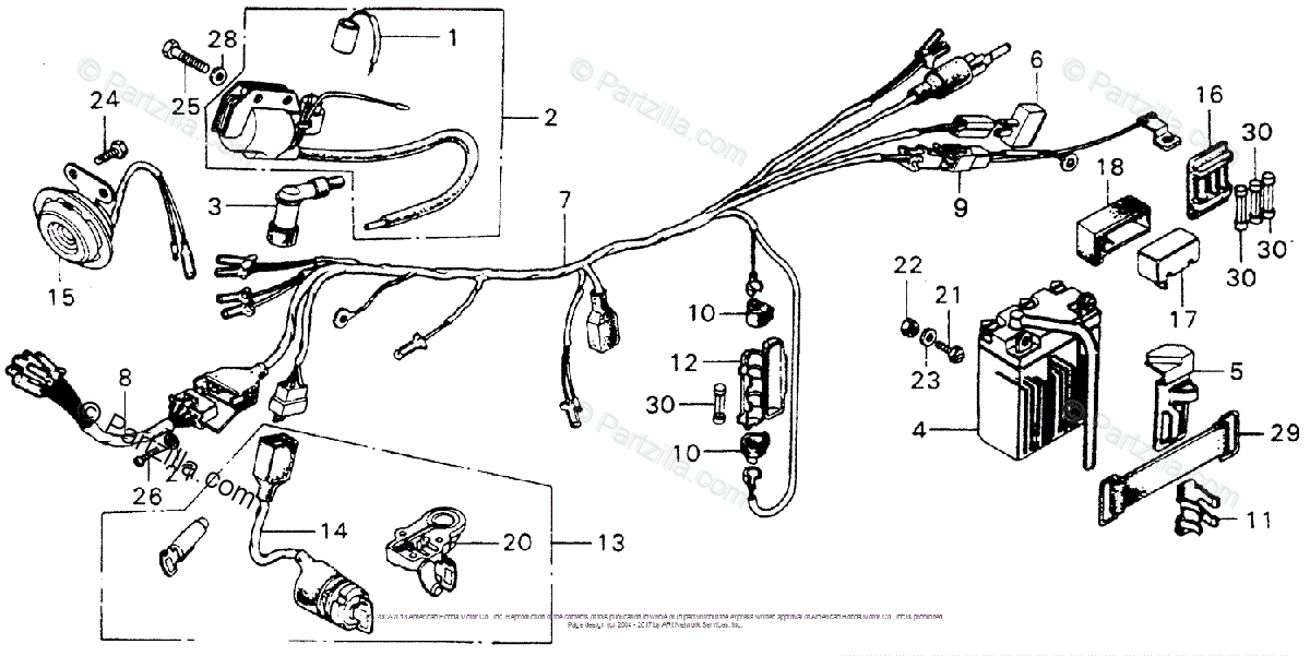 Honda Motorcycle 1976 Oem Parts Diagram For Wire Harness Partzilla Com