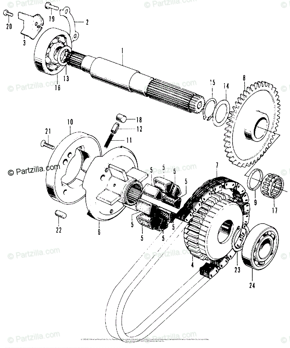 Honda Motorcycle Models with no year OEM Parts Diagram for Primary