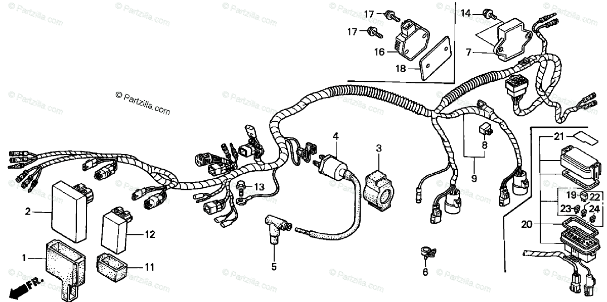 Honda ATV 1997 OEM Parts Diagram for Wire Harness 