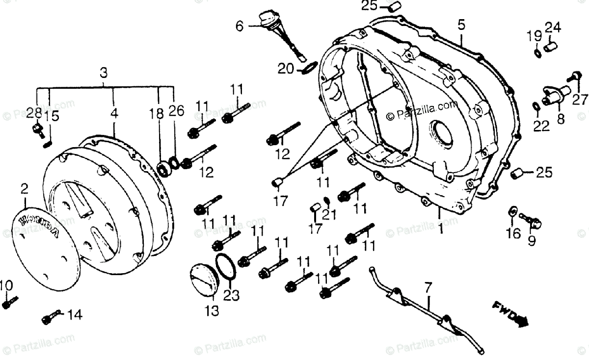 Honda Motorcycle 1986 OEM Parts Diagram for Right