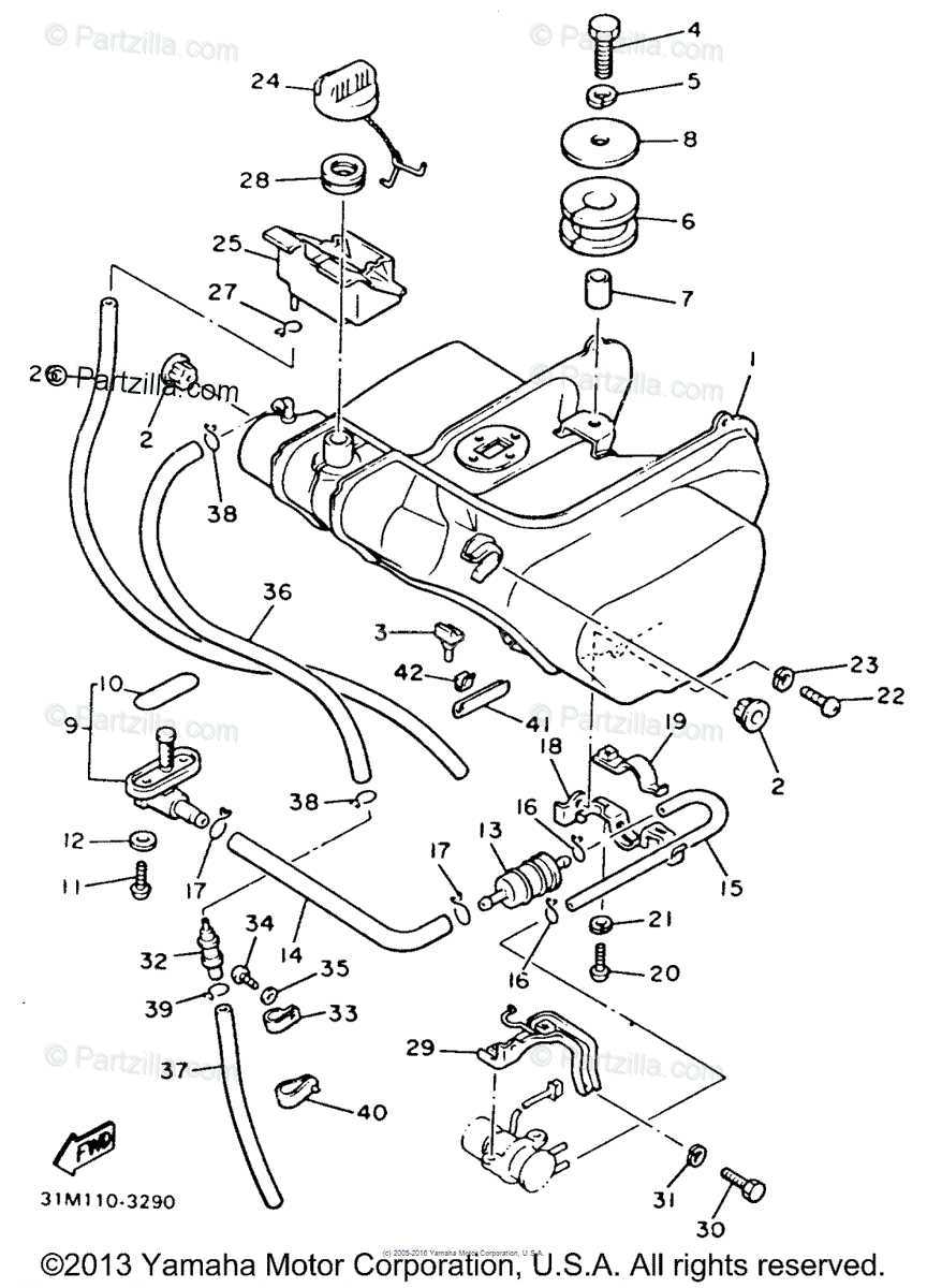 Yamaha Motorcycle 1983 OEM Parts Diagram for Fuel Tank | Partzilla.com