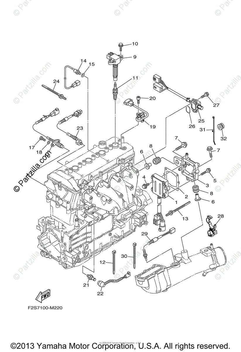 Yamaha Waverunner 2013 OEM Parts Diagram for Electrical - 2 