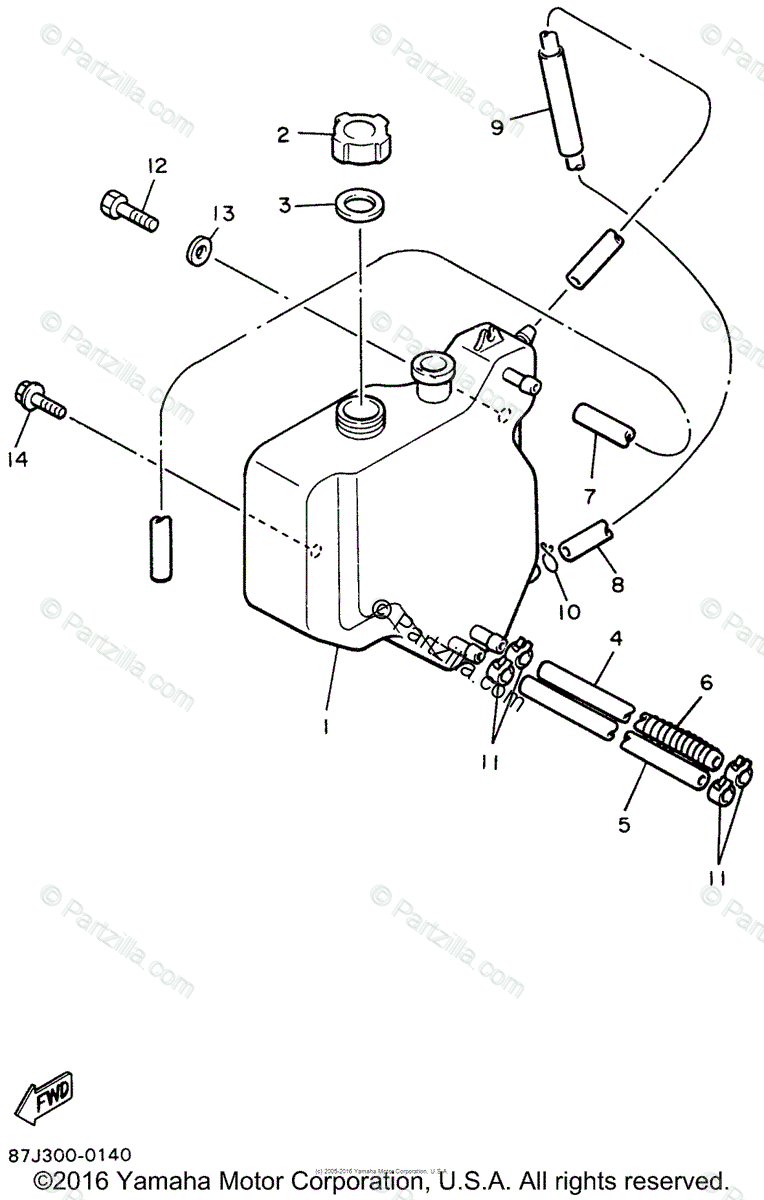 Yamaha Snowmobile 1996 OEM Parts Diagram for Oil Tank | Partzilla.com