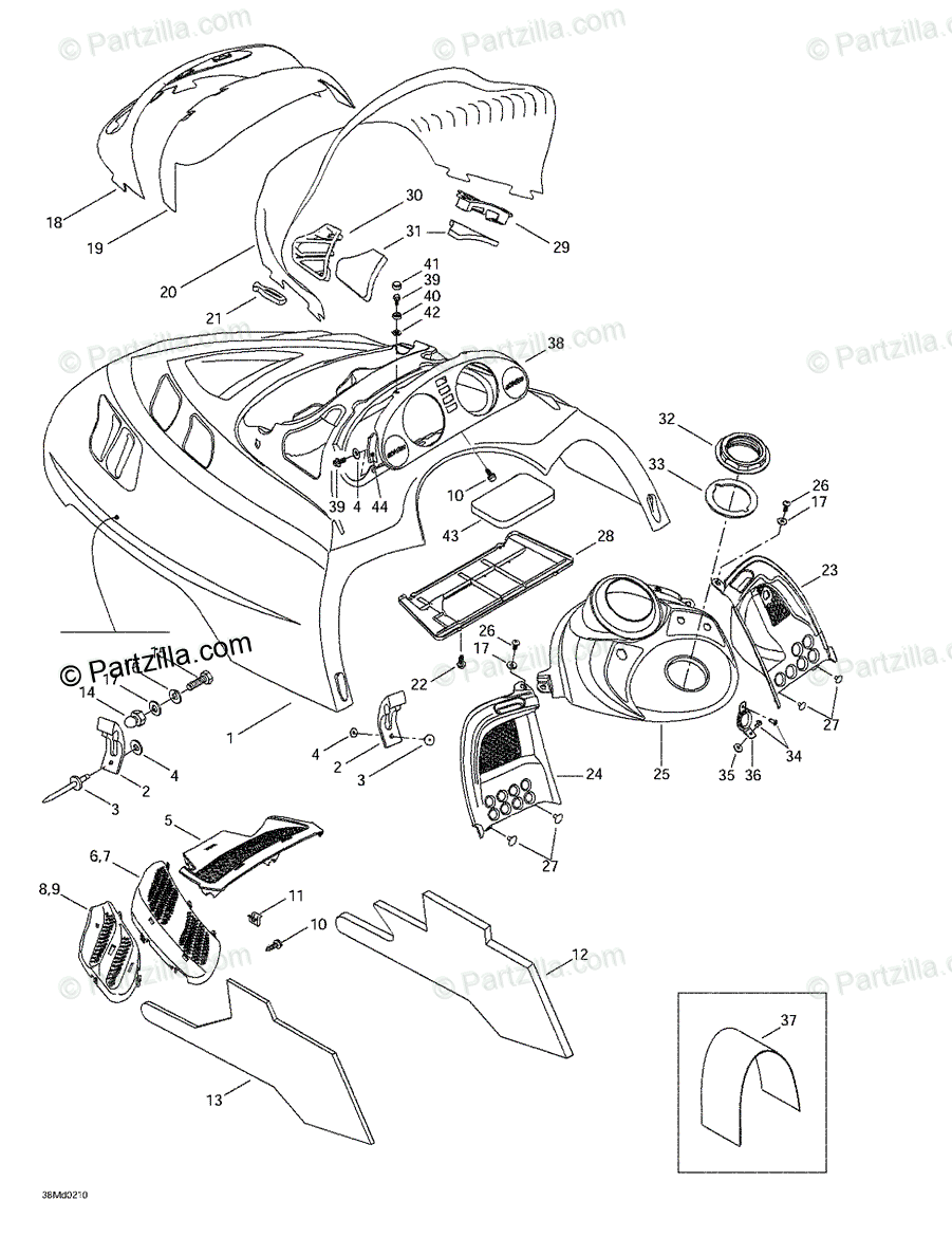 Ski-Doo 2002 MX Z X 440 OEM Parts Diagram for Cab, Console 