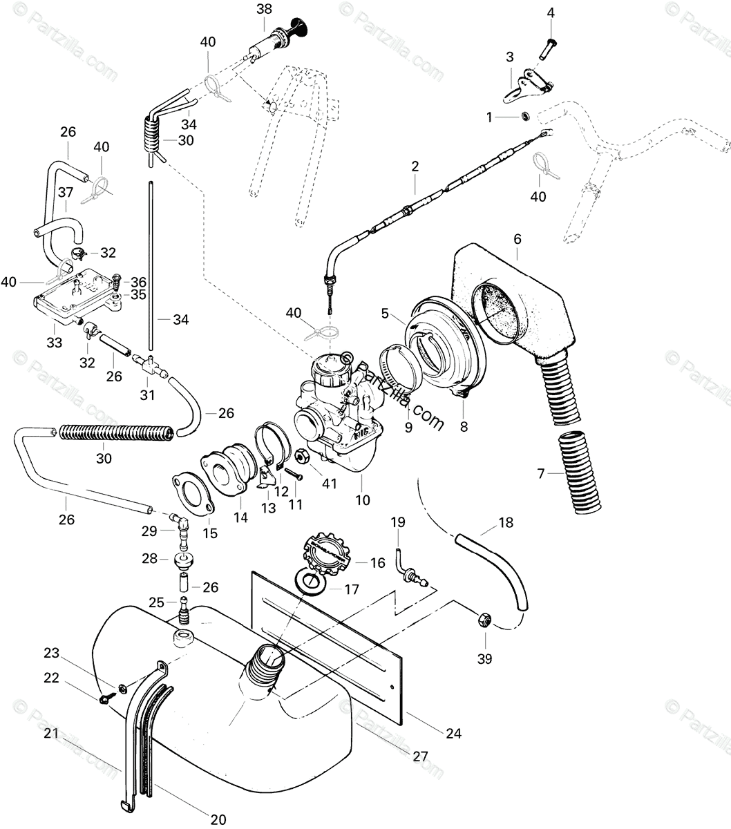 Ski-Doo 1996 ELAN 247 OEM Parts Diagram for Fuel System 