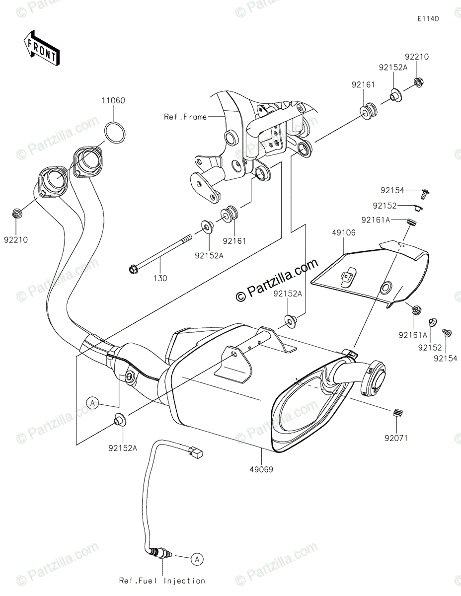 Kawasaki Motorcycle 2021 OEM Parts Diagram for Muffler(s 