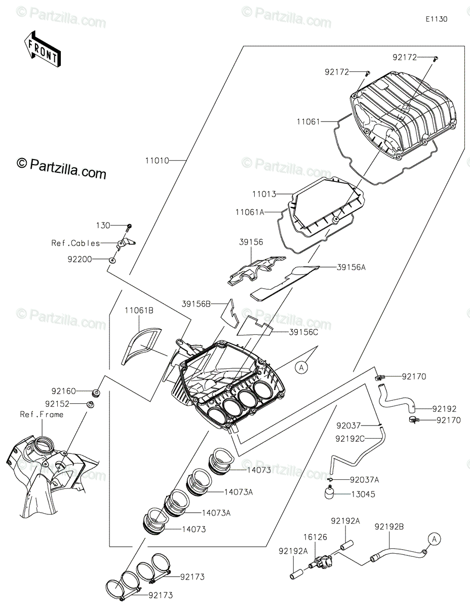 Kawasaki Motorcycle 2022 OEM Parts Diagram for Air Cleaner 