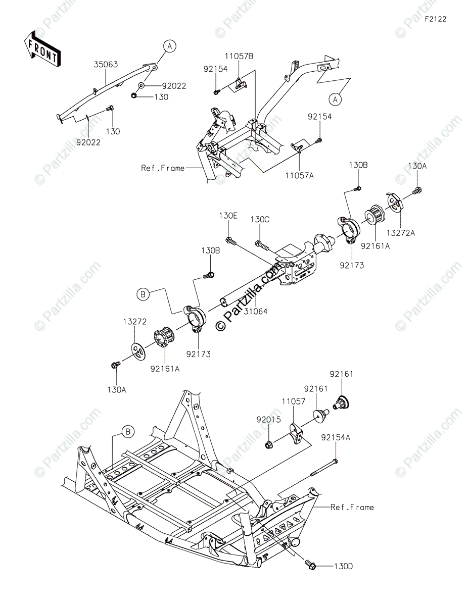 Kawasaki Side by Side  OEM Parts Diagram for Engine Mount