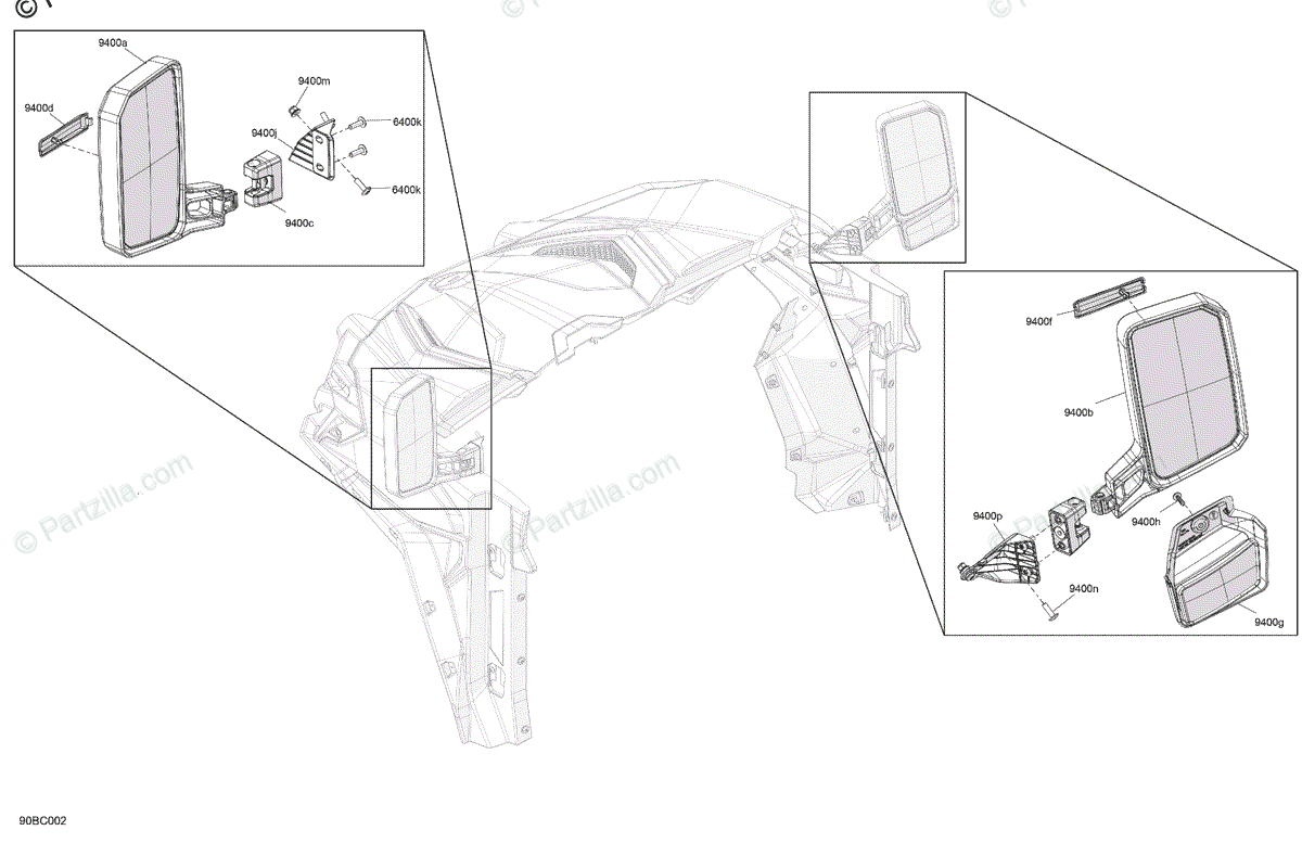 Can-Am Side by Side 2023 OEM Parts Diagram for Miscellaneous - Mirrors