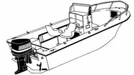 V-Hull Center Console With High Bow Rails Boat Cover 