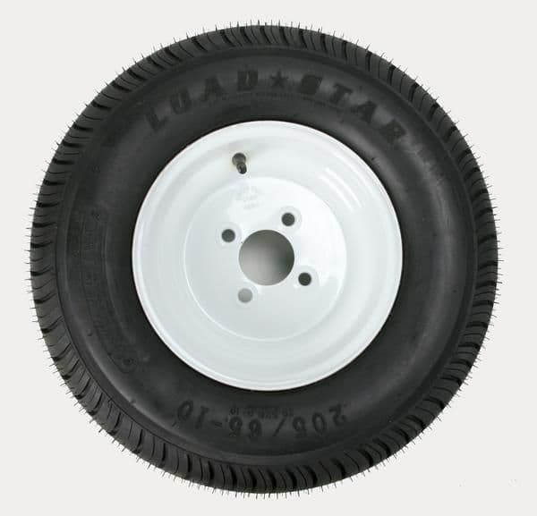 26AT-KENDA-3H370 Trailer Tire/Wheel Assembly - 6-Ply Rated/Load Range C - 205/65-10 - 4 Hole Rim