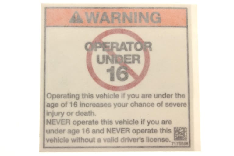 7175101 Decal, Age Warning, 16