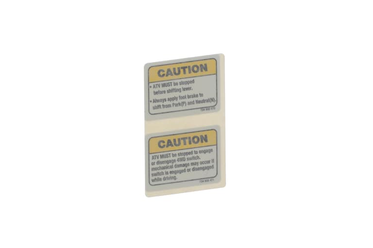704900007 Caution Label (English) (Transmission Selector)