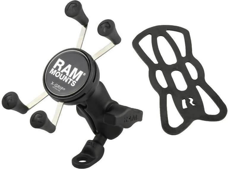 85WM-RAM-MO-RAM-B-272-A-UN7 RAM Angle Mount with 9mm Hole and X-Grip for Standard Phones - Short Double Socket Arm