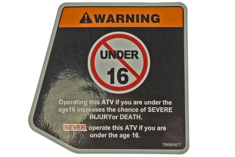 704902775 Warning Decal, Under 16 Years Old