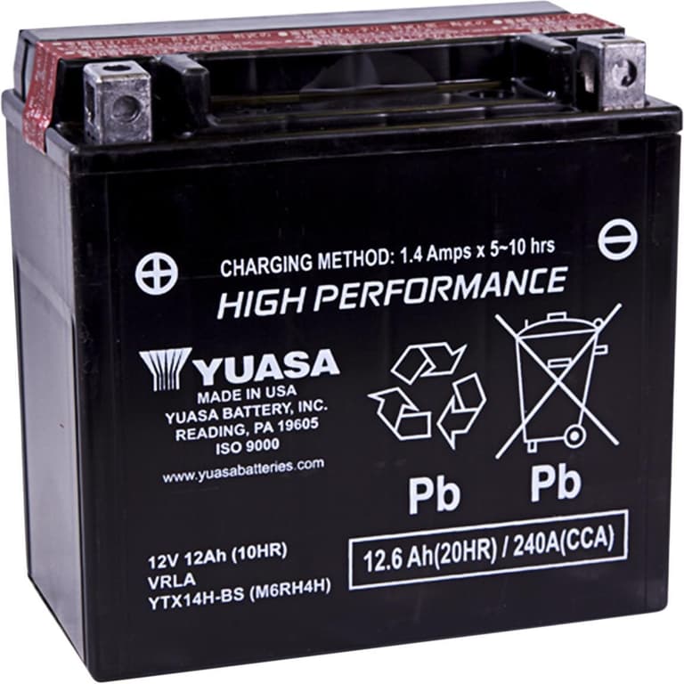 294P-YUASA-YUAM6RH4H AGM Battery - YTX14H-BS .69L