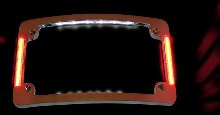 2506-CUSTOM-DYNA-TF06-C Tri-Radius License Plate Frame w Flushmount LEDs - Chrome