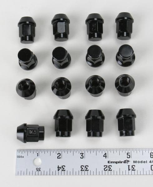 7WS-DOUGLAS-952-90BK Lug Nuts - 10mm x 1.25mm - Tapered - Black